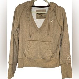 American Eagle V Neck Hoodie Tan Size‎ Medium